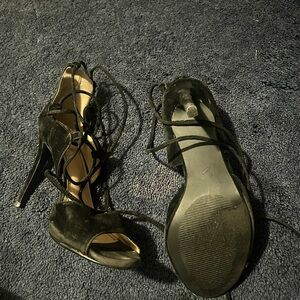 Shoe Republic LA Black Lace-Up Heels